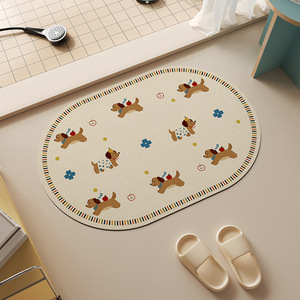 Alfombra de baño ovalada Sausage Squad con diseño de perros de dibujos animados, antideslizante, para baño, cocina, entrada de restaurante - Product Image 2