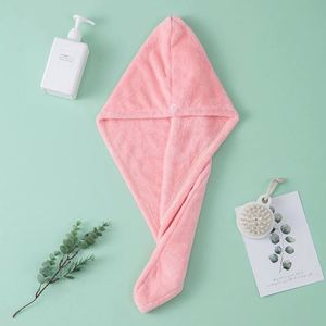 Wholesale Super Absorbent Microfiber Bath Dry Hat Cap Head <b>Wrap</b> Turban Hair Drying Towels With Button for Women - Product Image 2