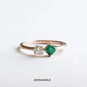 Jovasmile 1ct moissanite טבעת אבן זהב 18k משובצת זהב 18 קראט תכשיטי זהב צהוב לנשים