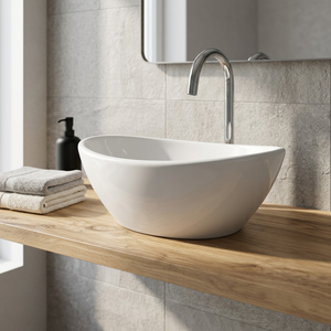 Nouveau bassin en céramique en forme de fleur Lavabo blanc moderne salle de bain navire évier comptoir porcelaine Art lavabo à la main - Product Image 6