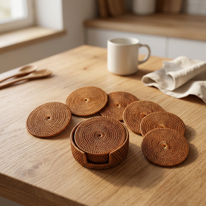 Meilleures ventes en Indonésie : Ensemble de sous-verres ronds en céramique KING HANDICRAFT, design moderne en mosaïque verte, faits à la main, napperons et dessous de plat - Product Image 4