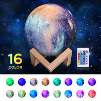 Alta calidad 3D personalizado Led Luna Llena globo noche luz 16 colores cambiantes Rgb lámpara Lunar para habitación