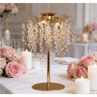 Lustre en cristal acrylique carré doré et argenté changeant de couleur, lumière LED, centre de table de mariage, chemin de fleurs