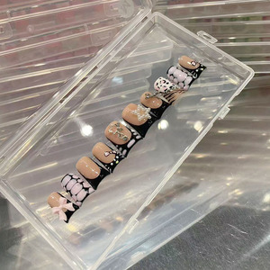 <span class=keywords><strong>Uñas</strong></span> Acrílicas de Moda al por Mayor de Fábrica, Hechas a Mano, Manicura Francesa de Lujo, Juego de 10 Piezas, Diseño 3D para Dedos con Pegamento - Product Image 1
