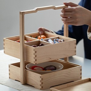 Caja de regalo de madera maciza cuadrada de 32 cm, caja de almacenamiento portátil de pino para té y pastel de luna, embalaje artesanal de estilo chino - Product Image 2