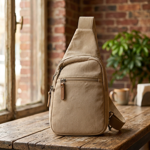 Classic <b>Canvas</b> Sling <b>Bag</b> <b>Small</b> Zipper Pocket Everyday Use All Seasons Men's Messenger <b>Bag</b> - Product Image 3