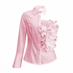<span class=keywords><strong>Camicetta</strong></span> Bianca <span class=keywords><strong>Monospalla</strong></span> con Apertura 20256 Top Elegante Versatile alla Moda con Grande Fiore 3D Decorativo per Donna - Product Image 4