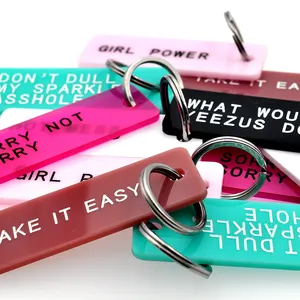 promotion plastic logo custom acrylic engraving key tag personalized keychain blanks for gift