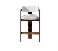 Tabouret de bar en frêne blanc américain massif, style néo-chinois du milieu du siècle, hauteur de comptoir, pour îlot de cuisine et bar à domicile