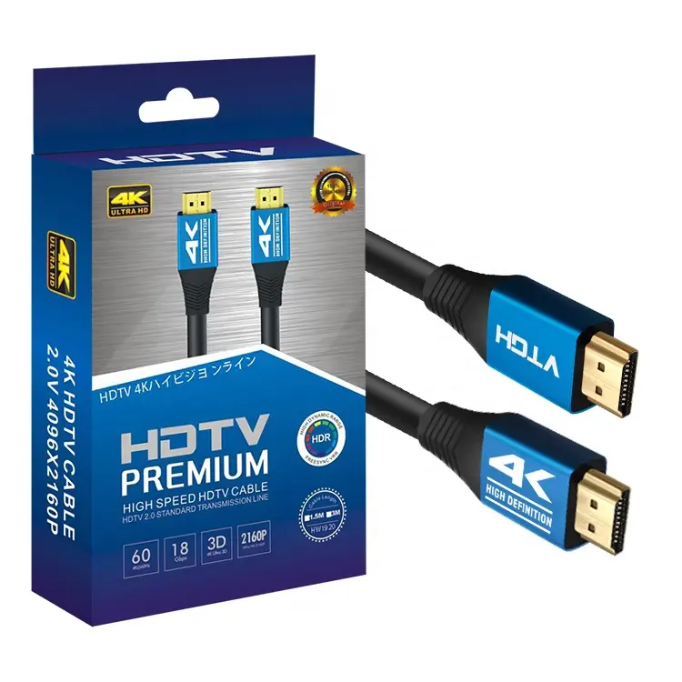Cavo HDMI ad alta velocità placcato oro maschio-maschio all'ingrosso supporto OEM 3D 4K e 2160P 1080P 1M 1.5M 2M 3M 5M 10M 15M 20M