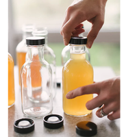 Grosir 8 oz 12 oz 16 oz botol kaca saus cabai bumbu kosong cincin leher botol kaca dengan tutup sekrup plastik