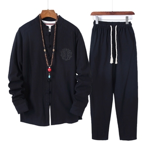 Ecoparty ชุดสูทผู้ชายสำหรับฤดูใบไม้ร่วงสไตล์จีน, ชุดสูท Tang Suit Hanfu แบบดั้งเดิมมีกระดุมแนวย้อนยุคเสื้อผ้าชาเซน - Product Image 6