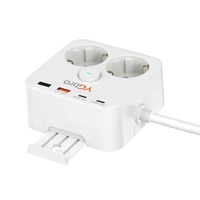 Strip daya PD 20W + QC 3.0 EU, Strip daya dengan stop kontak USB C 2 USB-A & 2 port USB-C PD 20w