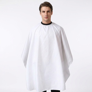 Cape de coiffure professionnelle en polyester haute densité, respirante, antistatique, avec boutons-pression, blanche, pour barbier - Product Image 1