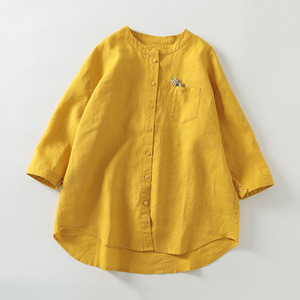Camicetta da <span class=keywords><strong>donna</strong></span> in cotone e lino a maniche corte a sette punti, tinta unita, stile giapponese, vestibilità ampia, collezione estiva 2026 - Vendita all'ingrosso - Product Image 4