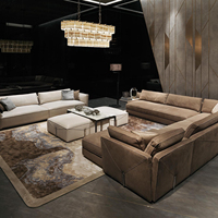 Canapé modulaire de luxe en cuir Nubuck avec détails géométriques pour projets hôteliers et villas – Mobilier de salon