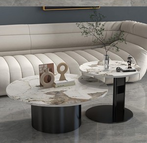 Giá Rẻ Thông Minh Hiện Đại Màu Đen Phòng Ngủ Bằng Đá Cẩm Thạch Đặt Bàn Cà Phê Để Bàn Ăn Trắng Và Vàng Bên Bàn Cà Phê - Product Image 6