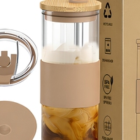 Gobelet en verre borosilicate de 20 oz, résistant à la chaleur, écologique, avec couvercle et paille en verre pour café glacé, thé au lait, jus