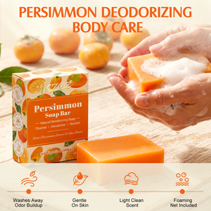 Sapone Naturale al Cachi Ikzee con Estratto di Cachi e Burro di Karité, Detergente Deodorante per il Corpo per una Freschezza Duratura - Product Image 5