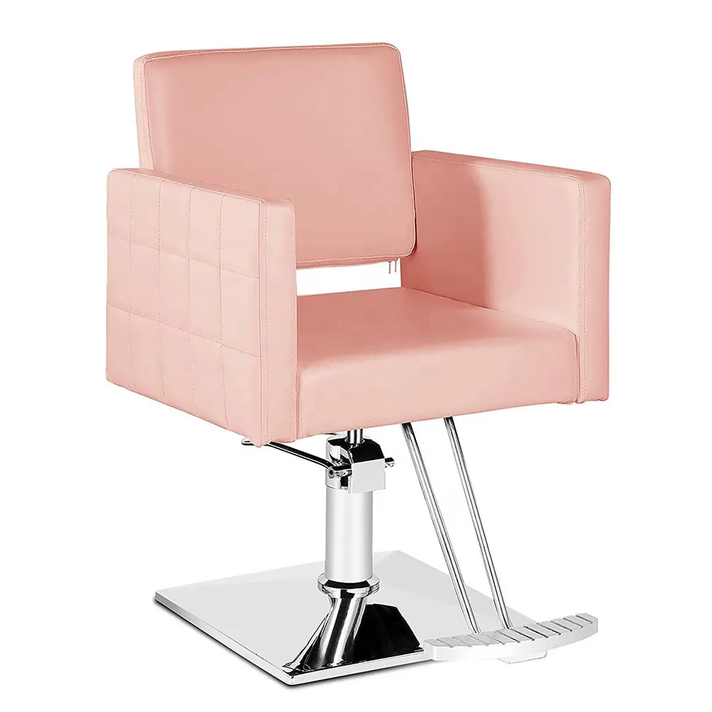Almanya yeni moda krom kare taban siyah Metal Salon sandalyesi saç salonu mobilyası berber koltuğu kuaför