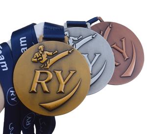 Médailles d'arts martiaux en or antique du fabricant pour les récompenses de judo de l'équipe Oman <span class=keywords><strong>Reza</strong></span>, médaille 3D pour le jiu-jitsu, le karaté, la lutte et le taekwondo - Product Image 2