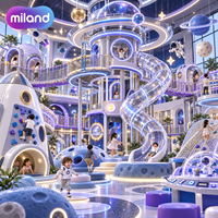 Équipement de jeu souple Thème Espace Interstellaire pour Magasins de Détail Projet Clé en Main Piscine à Balles Planète Toboggan Fusée Professionnel