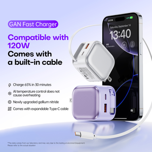 บล็อกที่ชาร์จ USB-C ติดผนัง35W DZ-028พร้อมสาย PD ที่ยืดหดได้ QC3.0ชาร์จเร็ว - Product Image 3