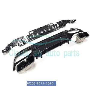 Diffuseur de pare-chocs arrière W205 avec tuyau d'échappement pour <span class=keywords><strong>Mercedes</strong></span> Classe C W205 <span class=keywords><strong>C63</strong></span>, noir brillant, style AMG, kit carrosserie, <span class=keywords><strong>prix</strong></span> d'usine - Product Image 2
