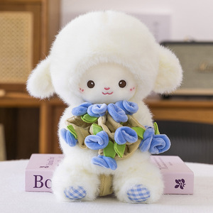 Kawaii Rose Little Lamb Flower sombreros ovejas magnéticas juguetes al por mayor muñecos de peluche regalos de cumpleaños para niños PP algodón boda - Product Image 4
