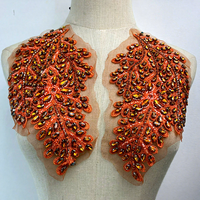 Applique en dentelle à strass en verre tridimensionnelle, brodée à la main, 18 couleurs, pour robe de mariée, haute couture, bricolage, vêtements, diamant
