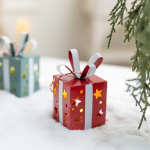 Nordic <b>Christmas</b> LED Lights Mini Wrought Iron Gift <b>Box</b> Table Decoration <b>Christmas</b> Tree Pendant Ambient Night Light - Product Image 5