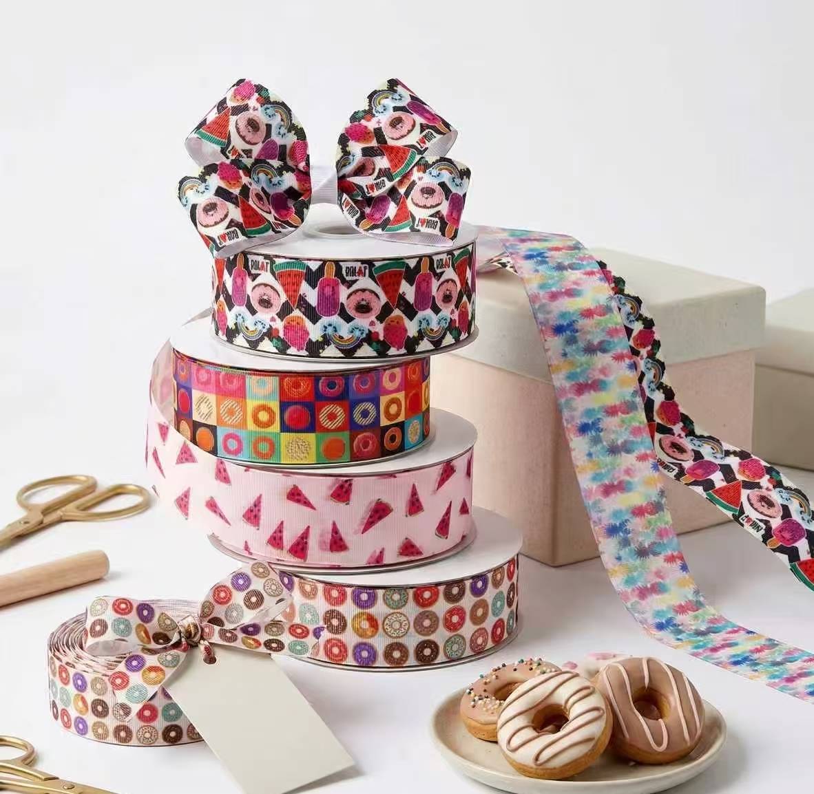 Digital Printed Ribbon for Gift Wrapping, Festival Decoration, Flower Packaging, DIY Crafts