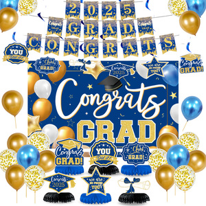Graduation Party Supplies 2025 Gold Black Banner <b>Balloons</b> Decorations Set For Graduation Celebration - Product Image 2