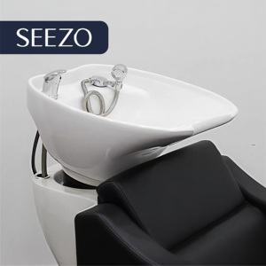 Новинка 2026: Коммерческое кресло-мойка для салона красоты, черное, современное, с керамической раковиной, OEM, для мытья головы - Product Image 3