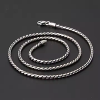 Collier en bambou de chaîne cubaine en argent sterling S925 pour couples d'hommes et de femmes
