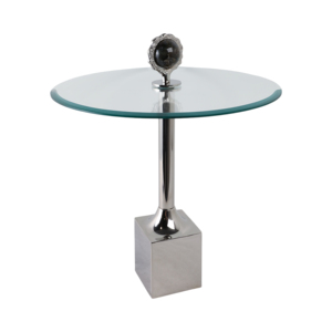 Tavolino Artistico in Vetro con Accento Geode per Piccoli Spazi, Comodino Moderno Decorativo - Product Image 2