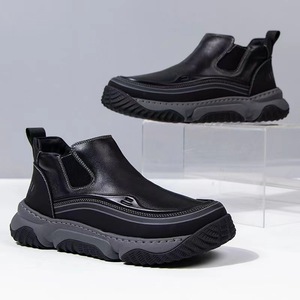 M015 New Spring Men's Handmade Casual Leather Shoes <b>Retro</b> Large Toe, Slip-on Thick-soled Breathable Trendy Men's Leather Shoes - Product Image 6