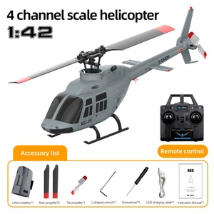 NOUVEAU 2026 SJY-A60 Bell <span class=keywords><strong>206</strong></span> Hélicoptère RC en métal stabilisé par gyroscope, échelle 1/42, quatre canaux, monorotor, sans ailerons, prêt à voler - Product Image 2