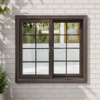 Fenêtres coulissantes modernes en aluminium et verre, fenêtre coulissante à double vitrage en aluminium à rupture de pont thermique avec grilles pour maison 25x57