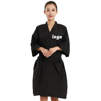 Kimono imperméable pour barbier, robe de salon, kimono en polyester, logo personnalisé, accessoire de beauté, pour coiffeur, 1 pièce