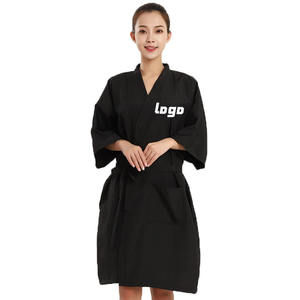 Barbiere impermeabile logo personalizzato poliestere cliente di bellezza kimono parrucchiere spa abito da parrucchiere parrucchiere - Product Image 3