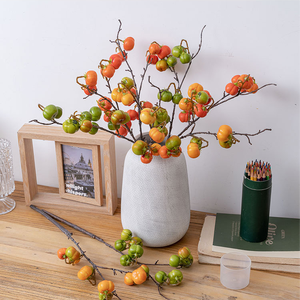 Fleurs de kaki simulées Branches Arbres fruitiers Nouvelles décorations de salon de style chinois Décoration d'<span class=keywords><strong>arbre</strong></span> de kaki de fruits rouges - Product Image 2