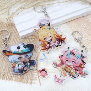 Support en acrylique OEM/ODM, nouveau personnage Genshin Impact, porte-clés rétro en acrylique double couche - Product Image 1