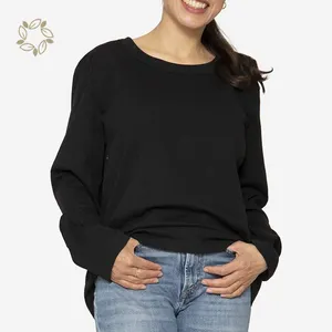 Orgainc cotton nursing blouse Long Sleeve pregnant top eco friendly Maternity tshirt Solid color breastfeeding clothing