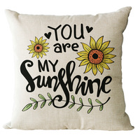 Housse de coussin carrée de luxe, imprimé tournesol et lettres, style nordique, pour canapé, coussin décoratif pour la maison