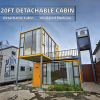 Maison conteneur modulaire préfabriquée isolée, prête à l'emploi, de 20 pieds, en acier, design contemporain, démontable, portable, en kit, pour usage hôtelier