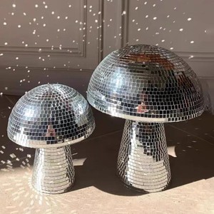 Y971 Mirrored Creative Glass <strong>Disco</strong> <strong>Mushroom</strong>, Minimalist Home Decor Bedroom Resin Craft Ornament - Product Image 2