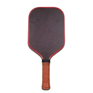 Pagaie de pickleball de 16mm en polymère réactif thermoformée 3K rouge noir sergé texture Kevlar surface