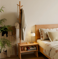 Banc porte-chaussures et porte-manteau tout-en-un en bois massif de style japonais pour entrée, avec support pour chapeaux et manteaux, modèle XD021