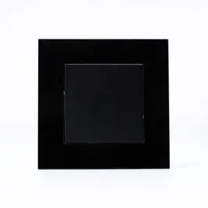 EU Style Square 1 Gang 1 Way 2 Way Wall Light Switch Luxury Electrical Wall Switches With Black Color Tempered Glass Panel